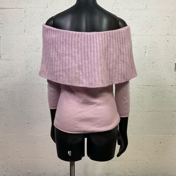 Arden B Luxe Pink Off The Shoulder Knit 100% Cashmere Sweater L - Picture 8 of 9